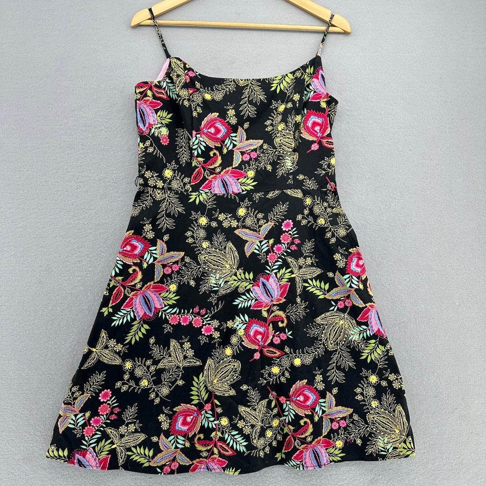 90s Jessica Howard Petite Floral Print Sleeveless Dress‎ Black Size 12 VTG Retro